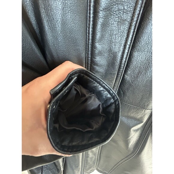 Field Gear Womens Black Leather Parka Coat Fox Tail Removable Hood Large - Picture 12 of 16